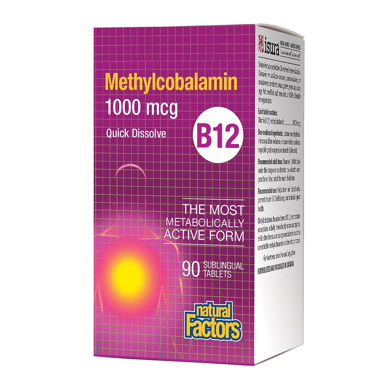 Natural Factors Vitamin B12 Methylcobalamin 1000mcg Sublingual Tablets
