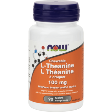 NOW L-Theanine 100mg Plus 90 Chewable Tablets