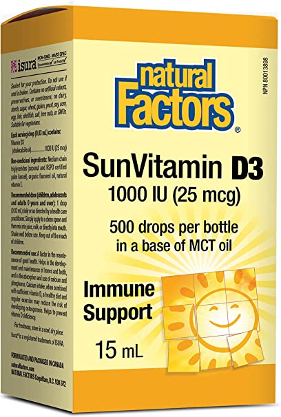 Natural Factors Sun Vitamin D3 Drops 1000 IU 15mL