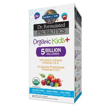 Garden of Life Dr. Formulated Probiotics Organic Kids+ Chewables Berry Cherry Flavour 30 Chewables