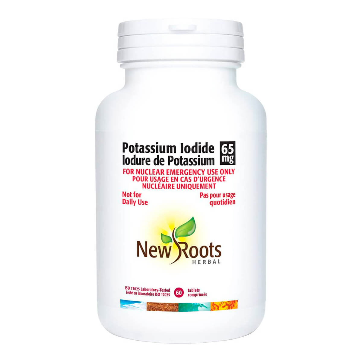 New Roots Potassium Iodide 65 mg 60 Tablets For Nuclear Emergency Us