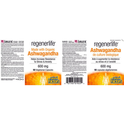 Natural Factors Regenerlife Ashwagandha 600mg 90 vcaps
