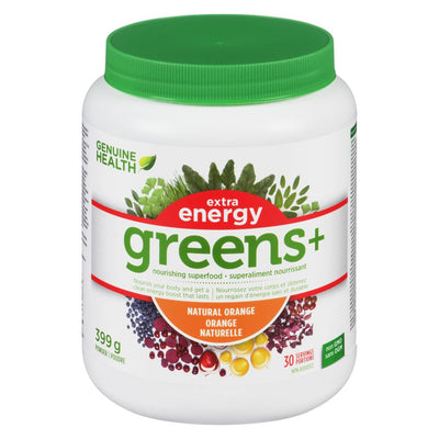Genuine Health Greens+ Extra Energy Orange Flavour – 399g