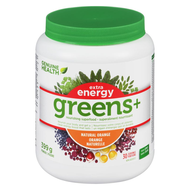 Genuine Health Greens+ Extra Energy Orange Flavour – 399g