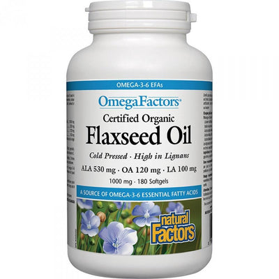Natural Factors Certified Organic Flaxseed Oil 1000mg – 180 softgels