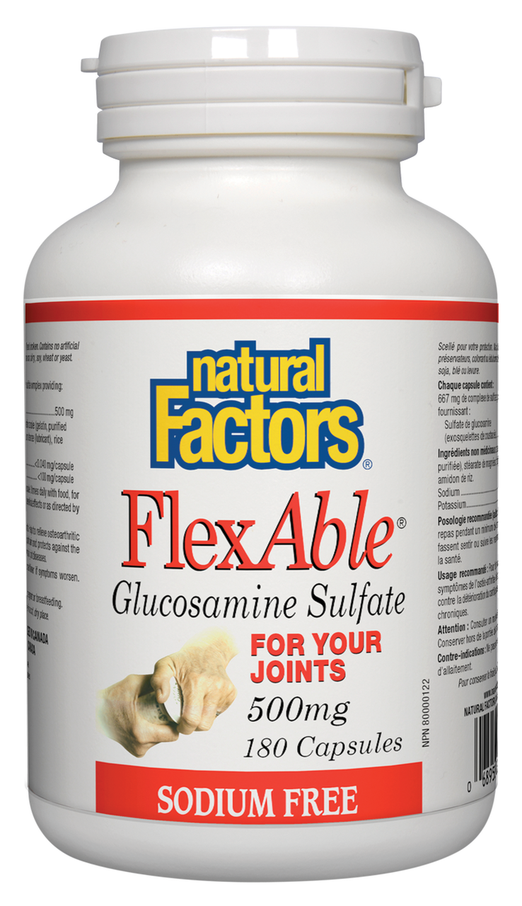 Natural Factors FlexAble Glucosamine Sulphate 500mg Sodium Free - 500caps