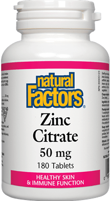 Natural Factors Zinc Citrate 50mg - 180 Tablets