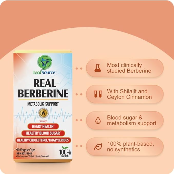 LeafSource Real Berberine 1000mg 90 vcaps