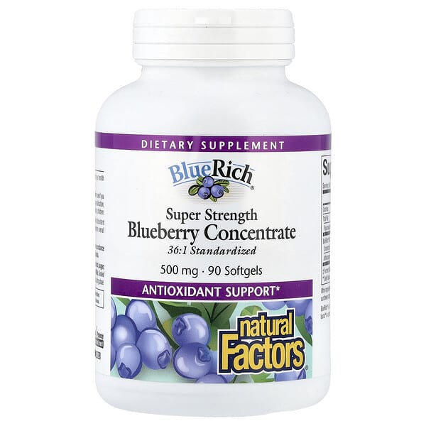 Natural Factors BlueRich Super Strength Blueberry Concentrate 500mg 90 Softgels