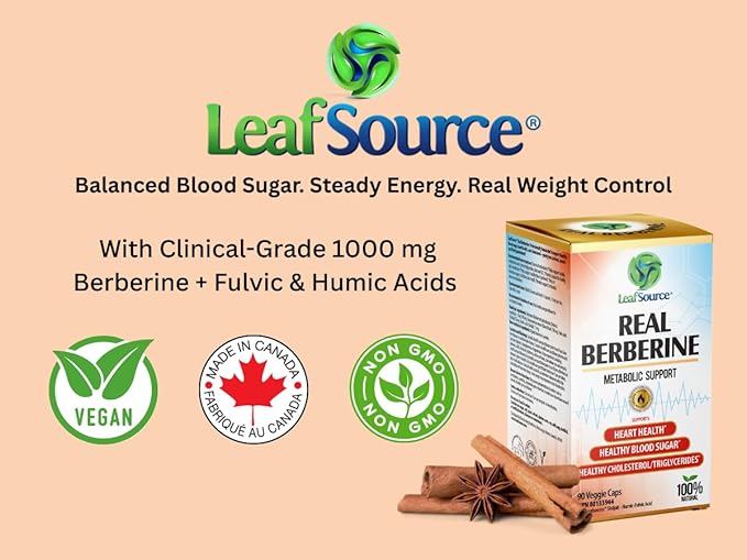 LeafSource Real Berberine 1000mg 90 vcaps