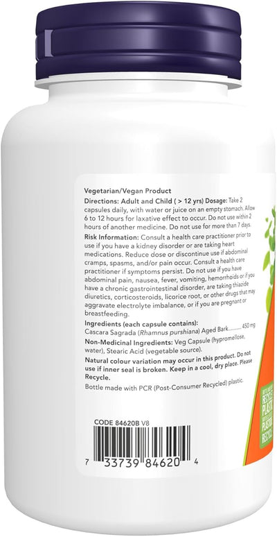 NOW Supplements Cascara Sagrada 50 mg 100 vcaps