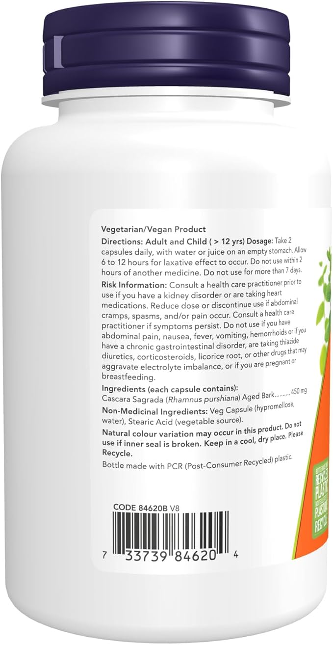 NOW Supplements Cascara Sagrada 50 mg 100 vcaps