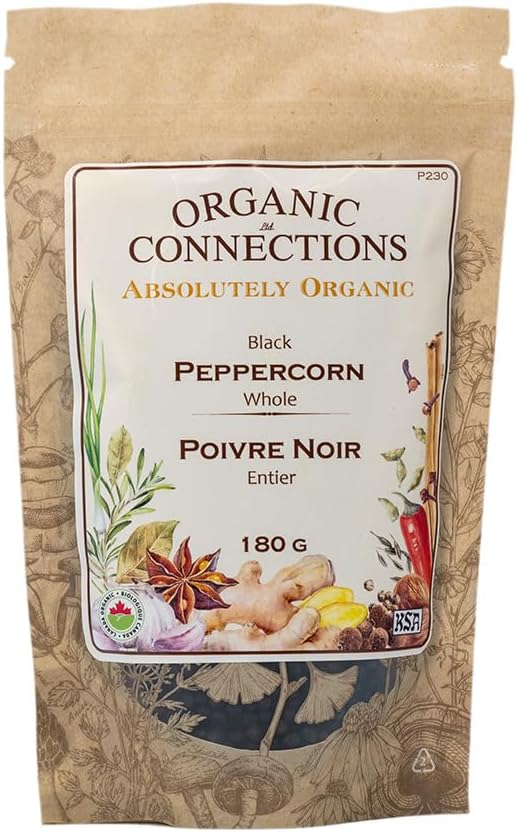 Organic Connections Organic Black Peppercorns 180g