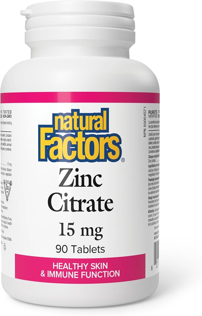 Natural Factors Zinc Citrate 90 Tablets 15 mg