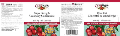 Natural Factors CranRich Cranberry Concentrate 500 mg 180 Capsules