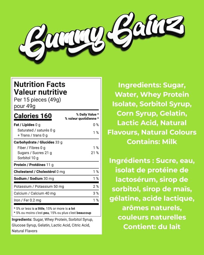 Gummy Gainz Protein Candy Gummies Green Apple 49g