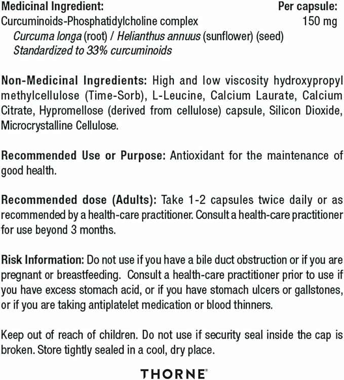 THORNE Curcumin Phytosome Sustained Release 150mg 120 Capsules