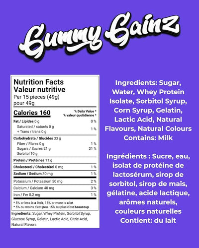 Gummy Gainz Protein Candy Gummies Blue Raspberry 49g