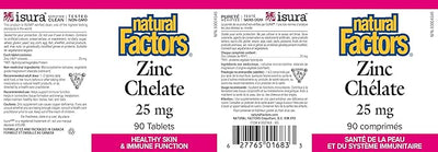 Natural Factors Zinc Chelate 25mg 90 Tablets