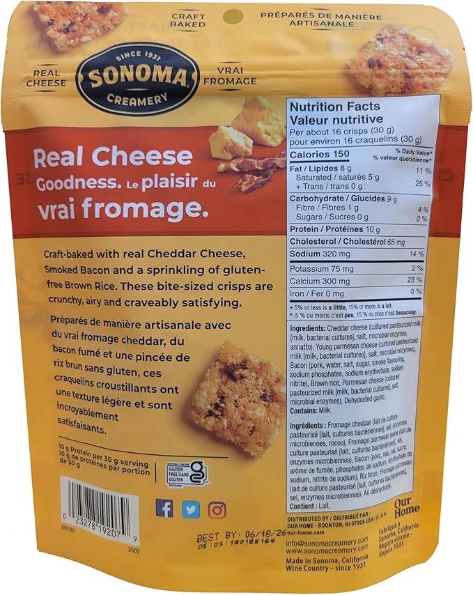 Sonoma Creamery Bacon Cheddar Crisps 64g