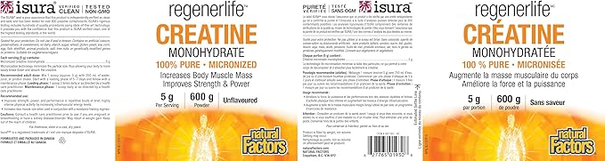 Natural Factors Regenerlife Creatine Monohydrate 120 Servings 600g