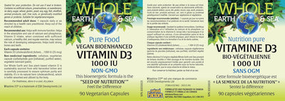 Natural Factors Whole Earth & Sea Vegan Vitamin D3 1000 IU 90 vcaps