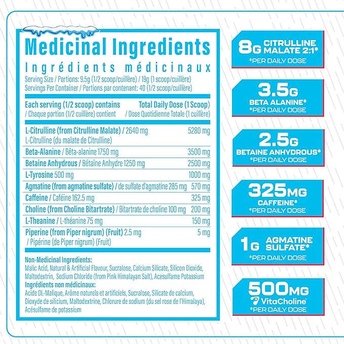 TC Nutrition Batch 27 Pre-Workout Powder Limited Edition Mr. Freeze Blue Freezie 40 Servings 380g