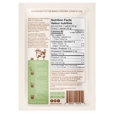 Beck's Protein Broth Bone Broth Matcha Powder 25g