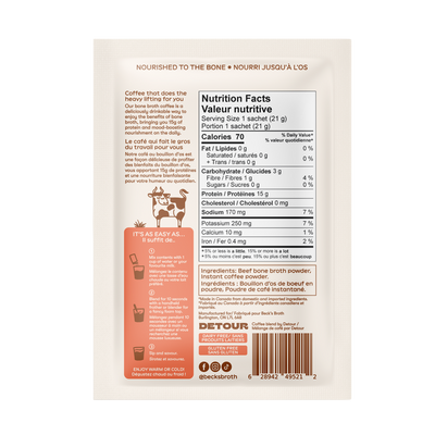 Beck's Protein Broth Bone Broth Instant Coffee Powder 21g