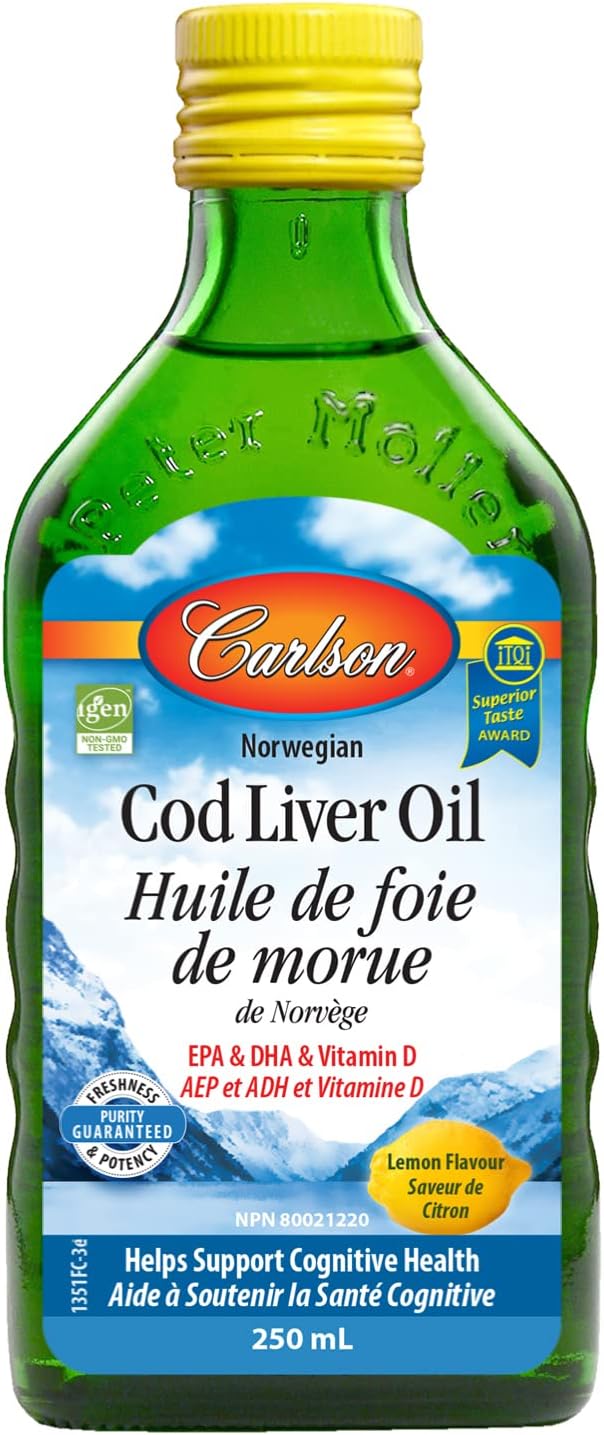 Carlson Norwegian Cod Liver Oil- Lemon Flavour – 500mL