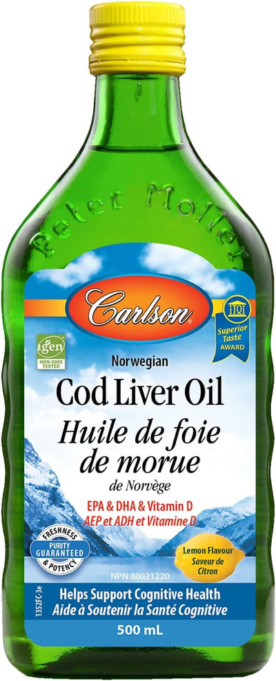 Carlson Norwegian Cod Liver Oil- Lemon Flavour – 500mL