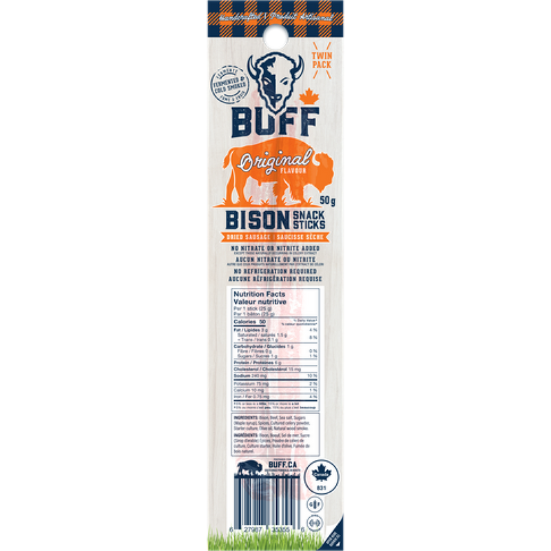BUFF Bison Meat Sticks Original Twin Pack 50g