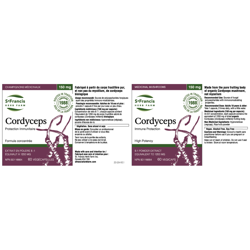 St. Francis Cordyceps Mushroom Extract 150mg 60 vcaps