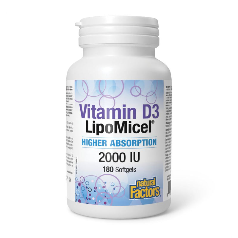 Natural Factors Lipomicel Vitamin D3 2,000IU 180 Softgels