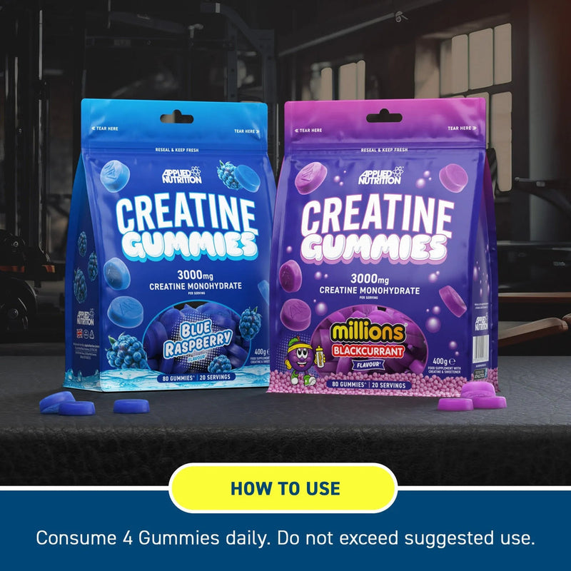 Applied Nutrition Creatine Monohydrate Gummies 80 Count - Blue Raspberry Flavour