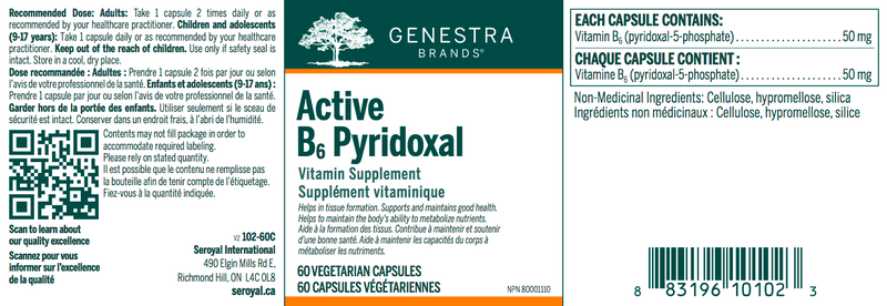 Genestra Active B6 Pyridoxal 60 VCAPS