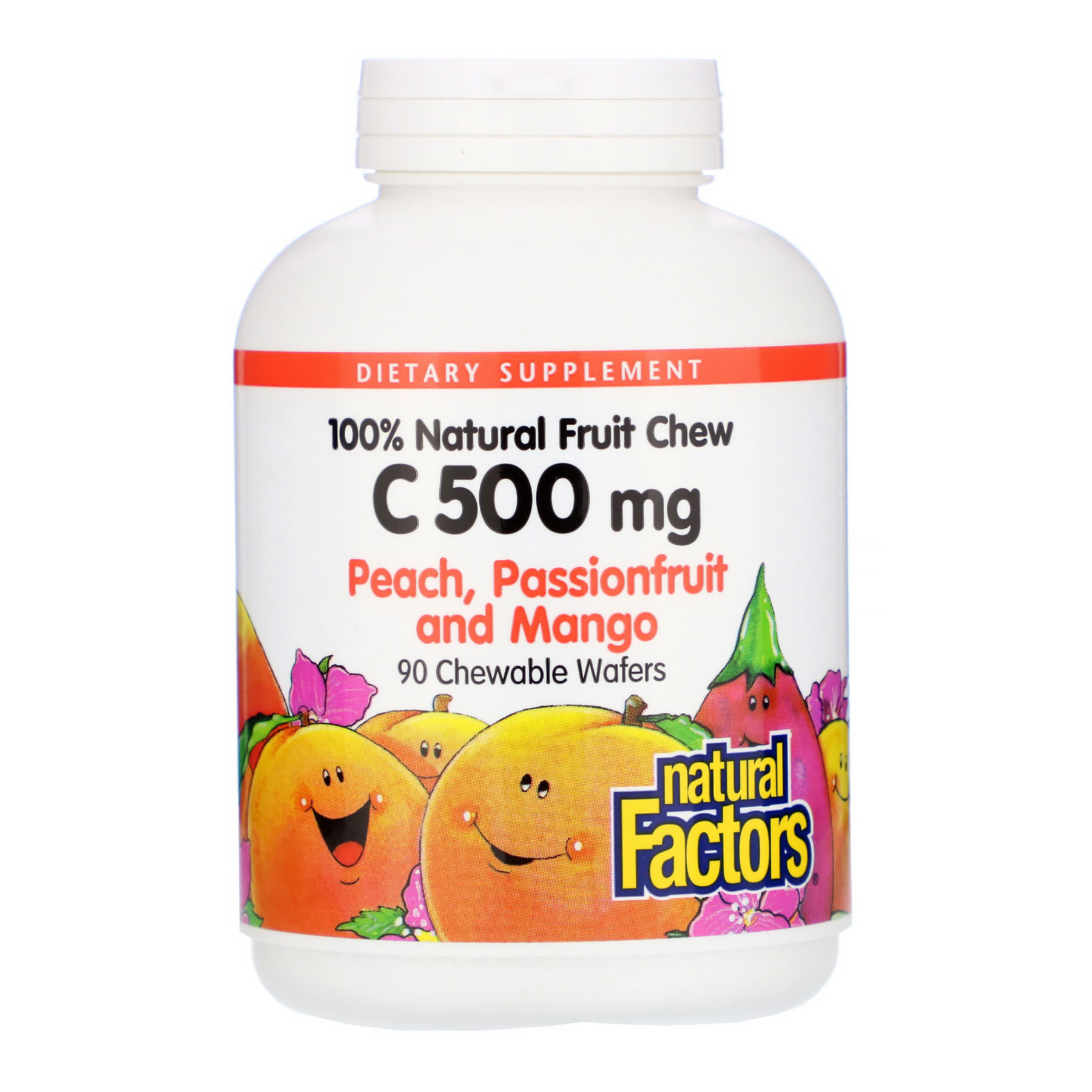 Natural Factors Vitamin C 500mg Natural Fruit Chew - Peach Passionfrui ...