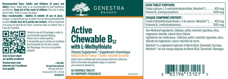 Genestra Active Chewable B12 with L-Methylfolate