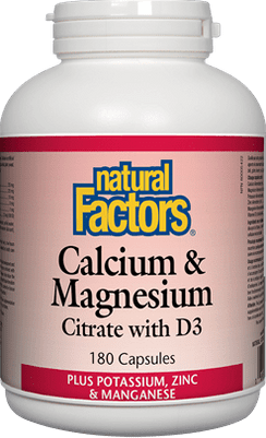 Natural Factors Calcium & Magnesium Citrate with D3 Plus Potassium, Zinc & Manganese - 180 CAPS