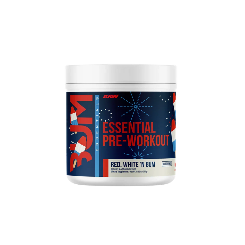 Raw Nutrition BUM Essential Pre-Workout Red, White &