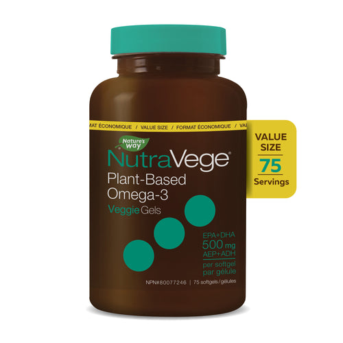 NutraVege Omega-3 Plant Liquidgels – 75 Softgels