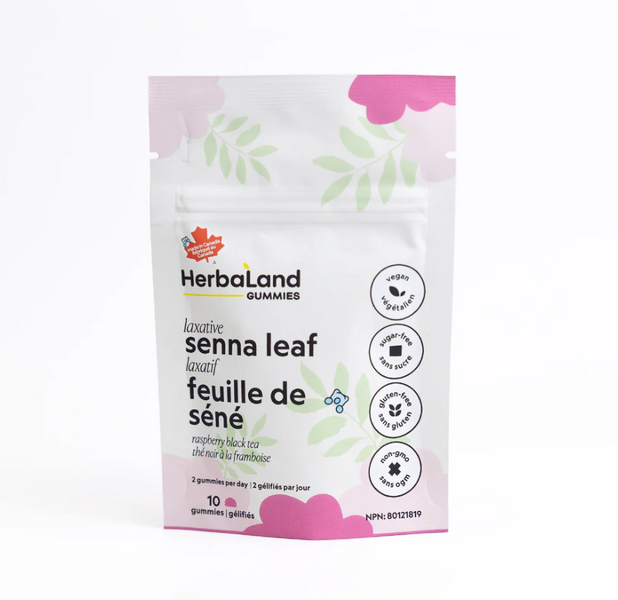 HERBALAND Senna Leaf Laxative Travel Pack Raspberry Black Tea 10 Gummies