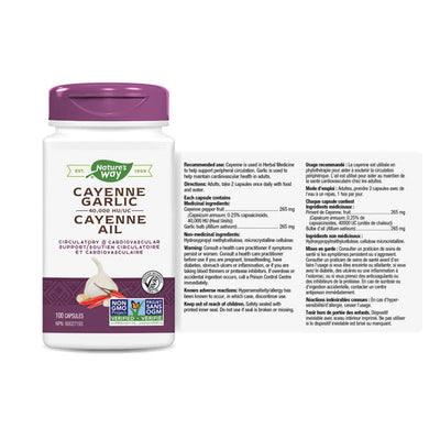 Nature's Way Cayenne-Garlic, 40,000 HU / 100 capsules