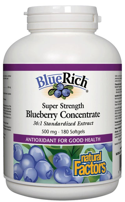 Natural Factors BlueRich Super Strength Blueberry Concentrate 500mg – 180 caps