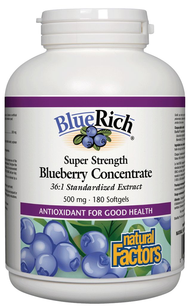 Natural Factors BlueRich Super Strength Blueberry Concentrate 500mg – 180 caps