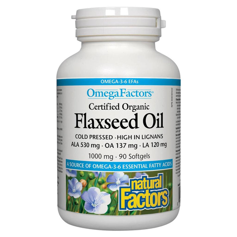 Natural Factors Certified Organic Flaxseed Oil 1000mg – 180 softgels