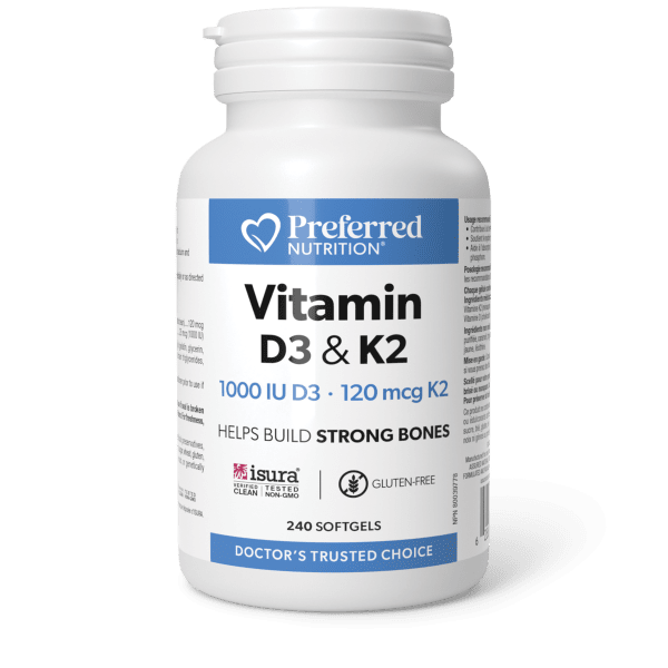 PREFERRED NUTRITION VITAMIN D3 1000IU & K2 120MCG 240 SOFTGELS