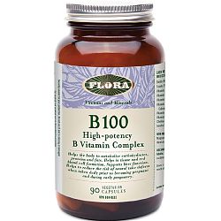 Flora B100 High Potency B Vitamin Complex, 90 Vegetarian Capsules