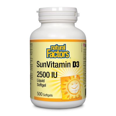 Natural Factors Sun Vitamin D3 2500 IU 500 Softgels