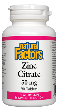 Natural Factors Zinc Citrate 50 mg 90 Tablets